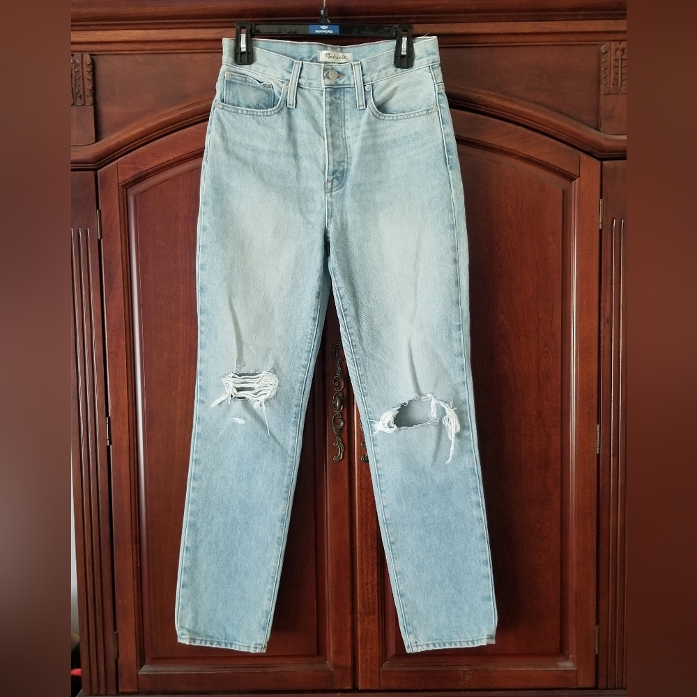Madewell Classic Straight Distressed Knee Jeans Size 26
